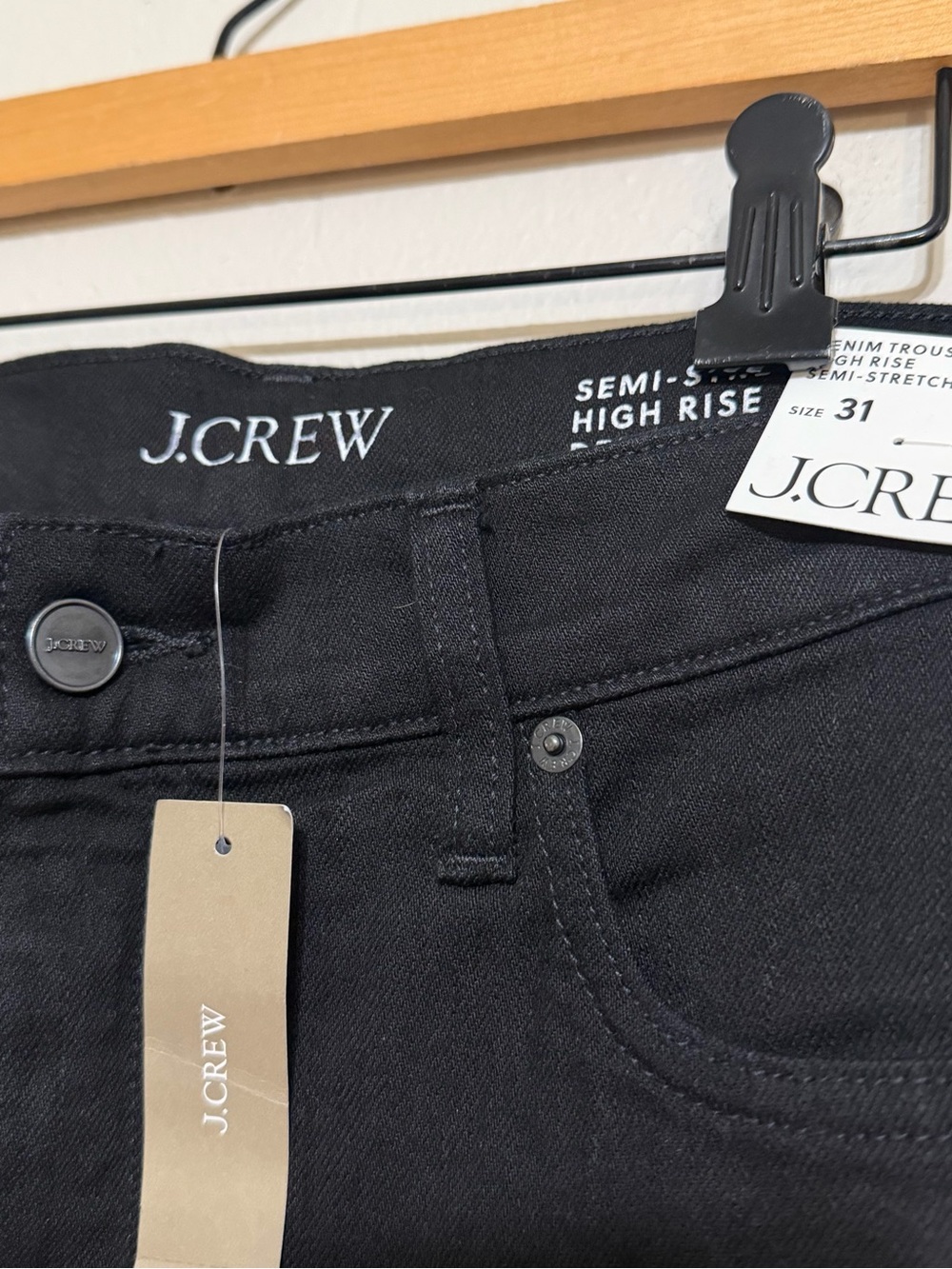 J. Crew Semi-Stretch High-Rise Jeans — Black